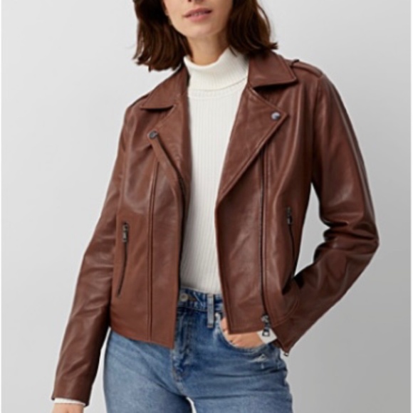 Genuine leather jacket- chestnut color - Picture 1 of 6